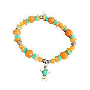 Carolyn Pollack Beaded Stretch Bracelet Koyemsi Turquoise Boho Sterling Silver